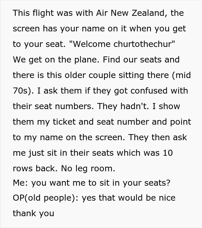 “I Paid Extra For These Seats And Would Like To Sit In Them”: Man Gets Into Argument With Entitled Old Couple Over Plane Seats “I Paid Extra For These Seats And Would Like To Sit In Them”: Man Gets Into Argument With Entitled Old Couple Over Plane Seats