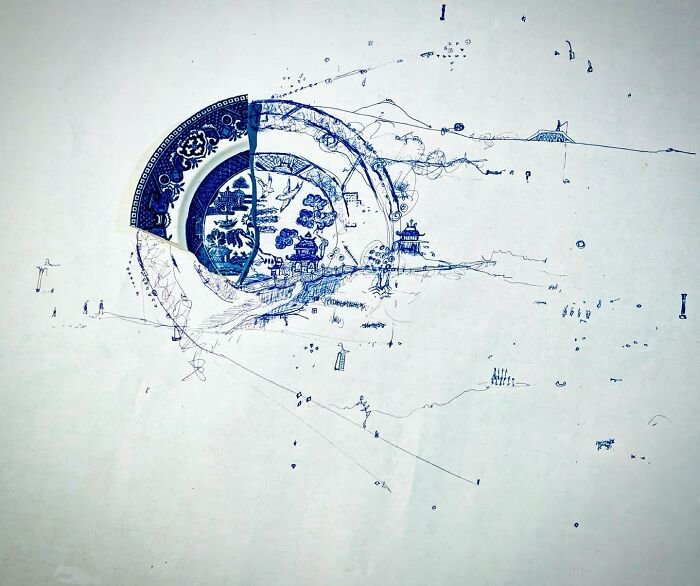 This Artist Is Rebuilding Broken Plates With His Incredible Drawings