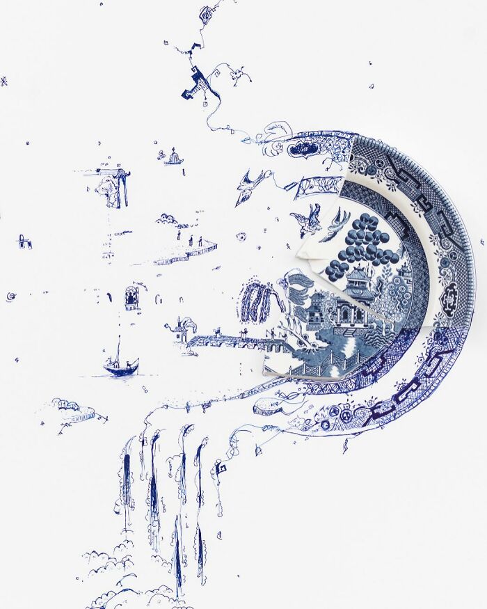 This Artist Is Rebuilding Broken Plates With His Incredible Drawings