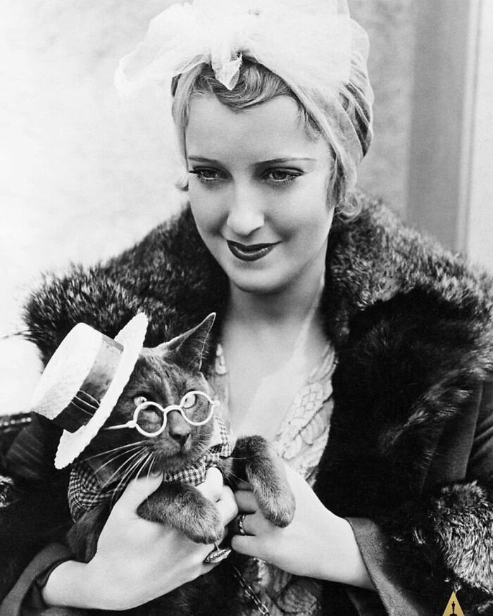 American Actress And Singer Jeanette Macdonald With Her Cat Puzzums, 1932