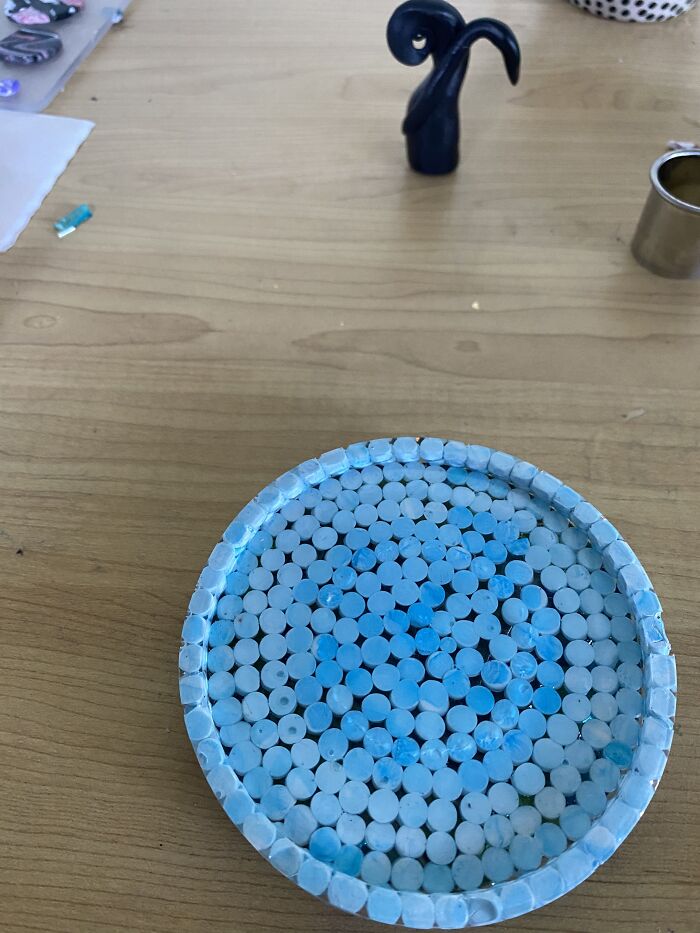 Working On A Set Of Four Clay And Resin Coasters