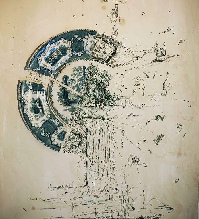 This Artist Is Rebuilding Broken Plates With His Incredible Drawings