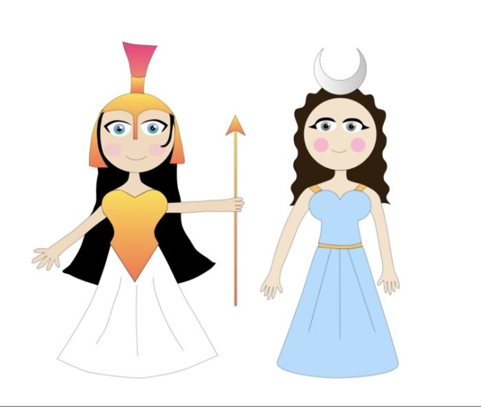 I Made Athena And Selene By Vector Art. I Recently Made Them Into Stickers Which I’m Planning On Giving To My Friend Soon