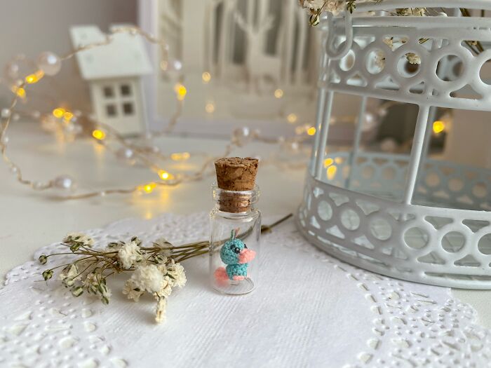 Micro Crochet Platypus In Glass Bottle