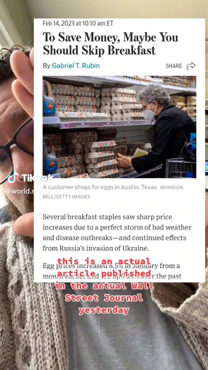 People are outraged This article suggests skipping breakfast to save money