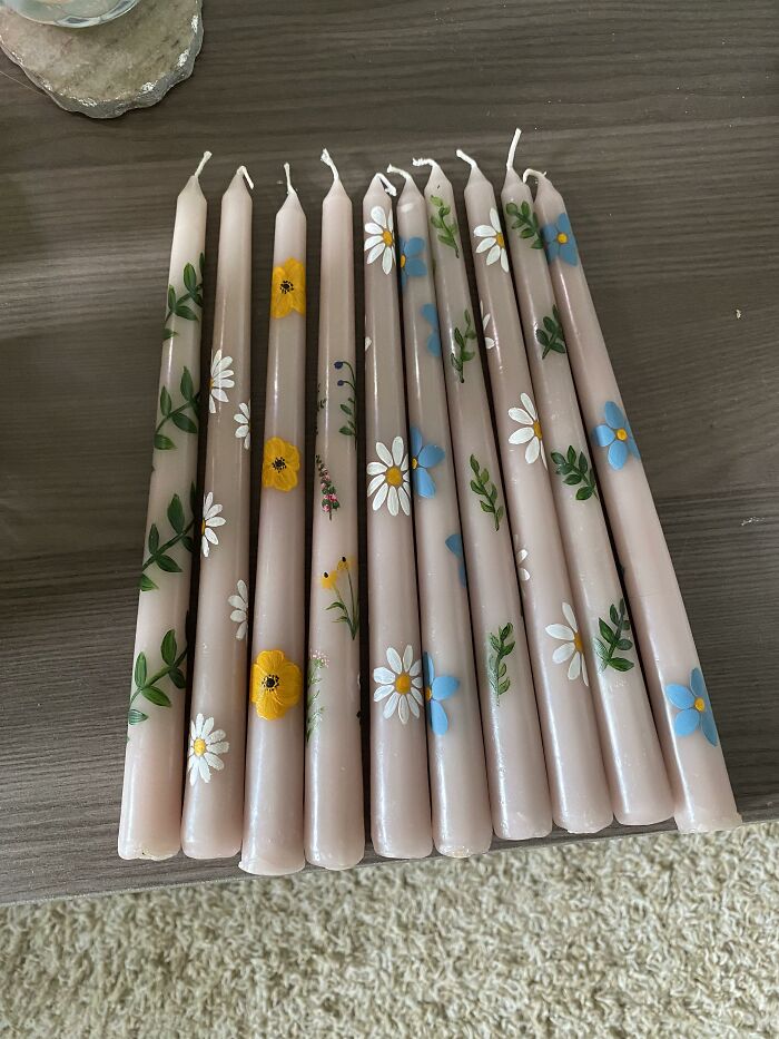 Hand Painting Taper Candles For The Tables And Having So Much Fun! Now To Find 30+ Candle Holders…