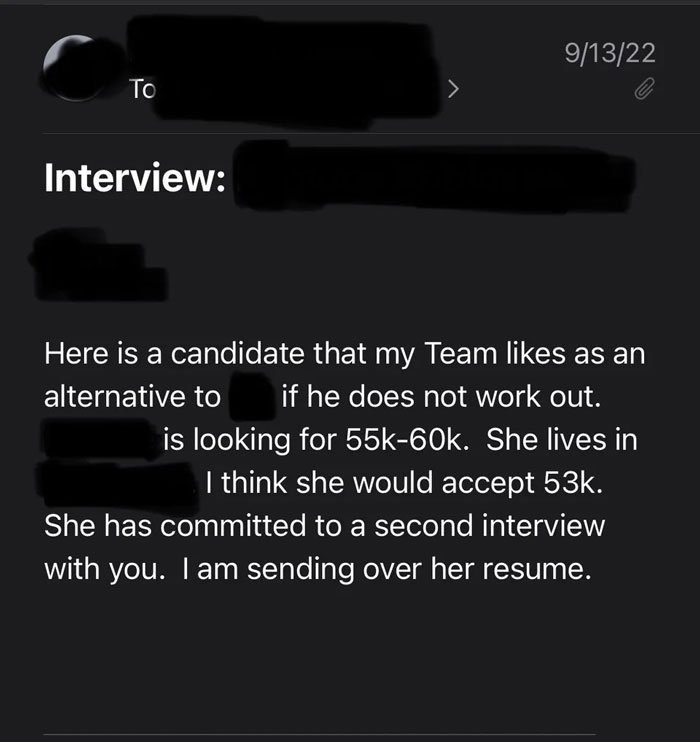 Viral Post Shows Screenshot Of An Email This Woman Accidentally Received After An Interview Low-Balling Her Viral Post Shows Screenshot Of An Email This Woman Accidentally Received After An Interview Low-Balling Her