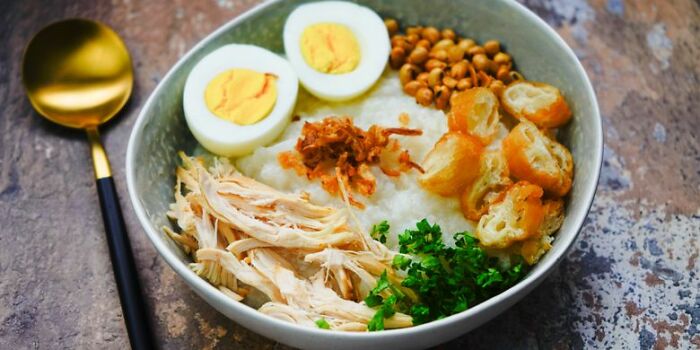 Bubur Ayam Is A Must Try If You Visit Indonesia! It Is Usually Eaten As Breakfast And Each Region Has Their Own Recipe!