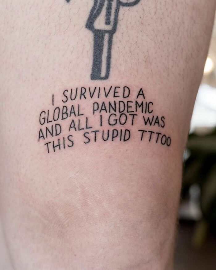 Funny Quote Knee Tattoo