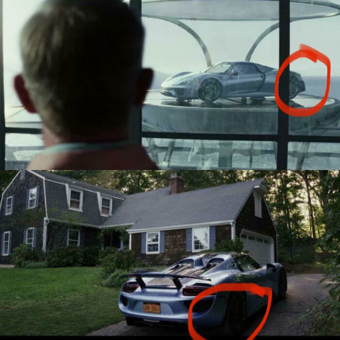 In Glass Onion (2022), Miles Bron’s Porsche 918 Spyder Is Initially Shown On The Island Clearly Having The Weissach Package, A Factory Option Which Included The Carbon Fiber Pieces Behind The Rear Wheels. Later In The Film During A Flashback, The Car No Longer Features The Weissach Package