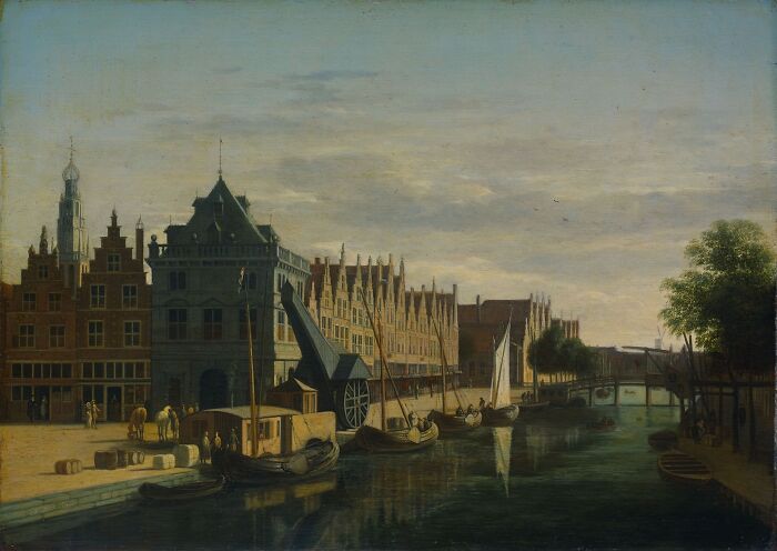 De Waag (Weighing House) And Crane On The Spaarne, Haarlem By Gerrit Adriaenszoon Berckheyde