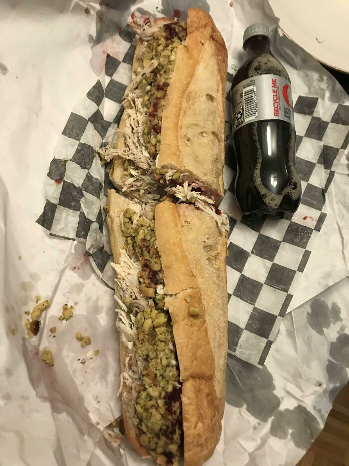 The Large Bobbie From Capriotti's. Turkey, Stuffing, Cranberry Sauce - 16oz Coke For Scale