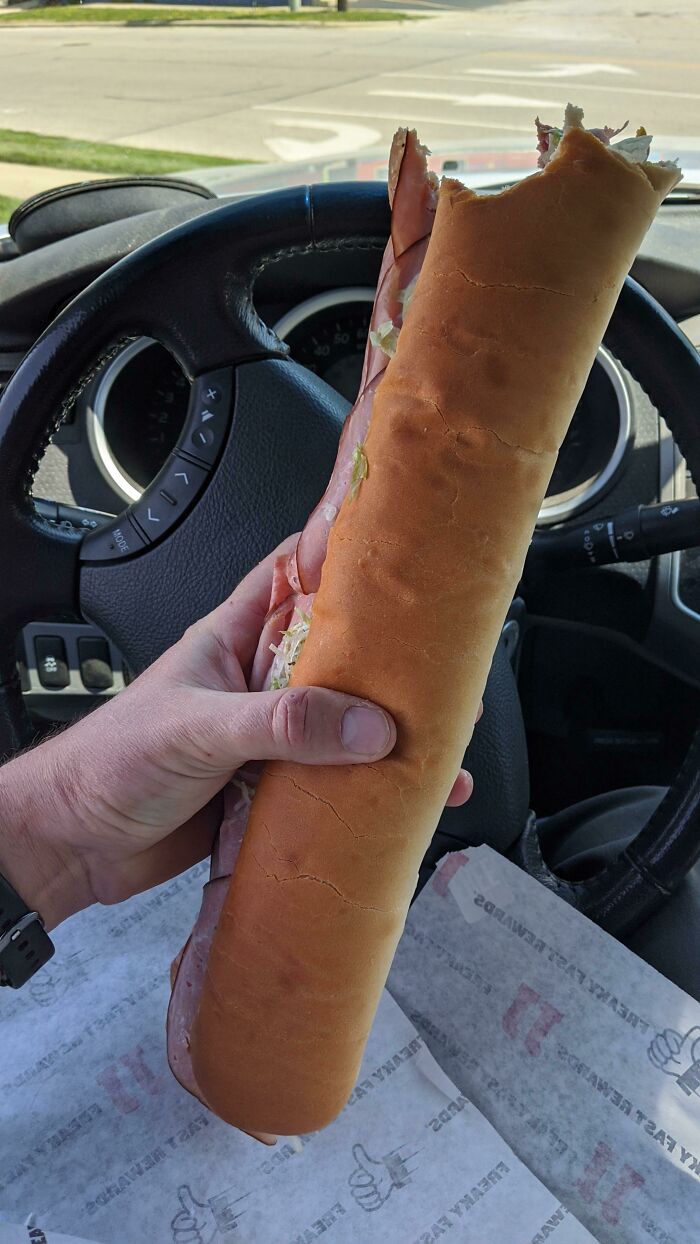 So, I Guess If You Order A Giant Sandwich At Jimmy John's, And Don't Specifically Ask Them To Cut It In Half, You Get A Comically Large Sandwich