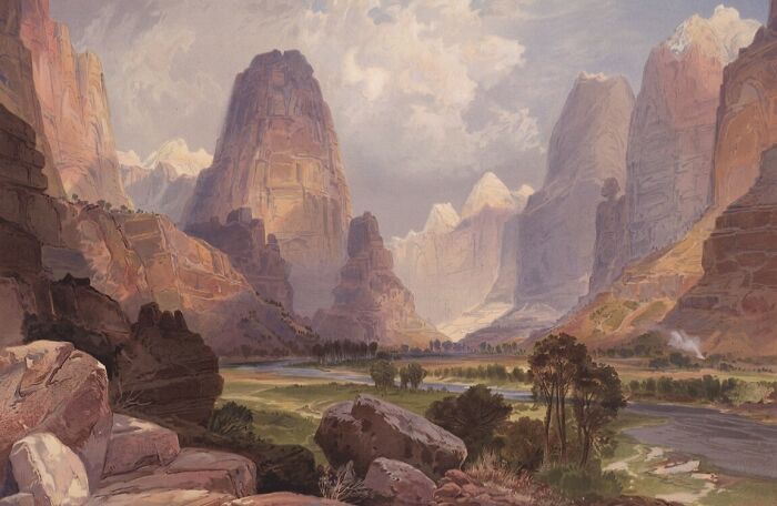 Valley Of The Babbling Waters By Thomas Moran 