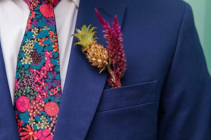 I Did My Own Flowers, And Had No Idea What I Was Going To Use For My Husband’s Boutonnière Until I Found A Baby Pineapple At The Florist 