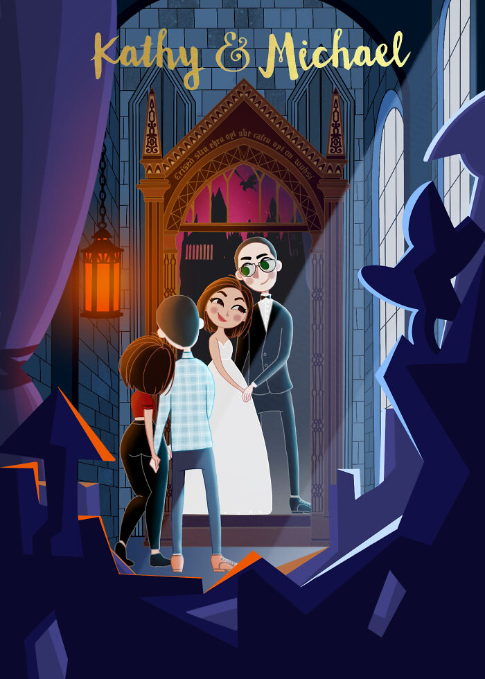 We're Getting Married In Alnwick Castle Where The Harry Potter Movies Were Filmed, So I Thought It Would Be Fun To Illustrate A Hp Themed Save-The-Date!