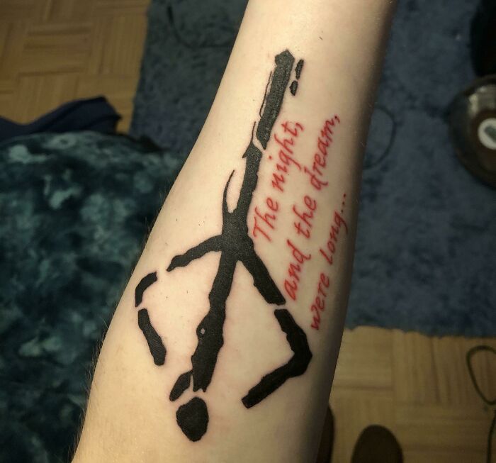 Bloodborne Hunter’s Mark And A Quote From The Game. Done By Christian Bernal At Wolf’s Fine Line, Joliet