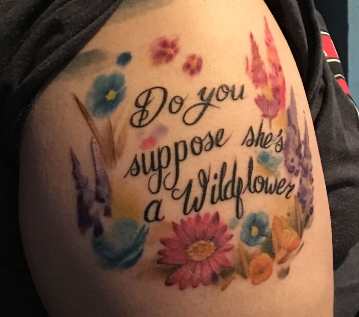 Some What Healed Alice In Wonderland Quote With Wild Flowers Done By Travis Combs Monkey Bones In Dayton OH