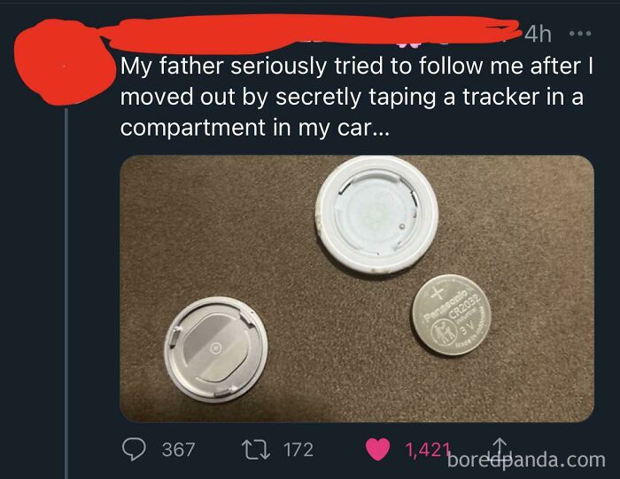 Twitter User Finds Their Dad Has Been Using A Tracker To Track Them After They Had Moved Out Of Their (Abusive) Household