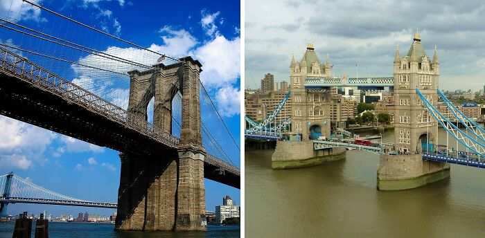 Picture of Brooklyn's Bridge and a picture of London's Bridge 