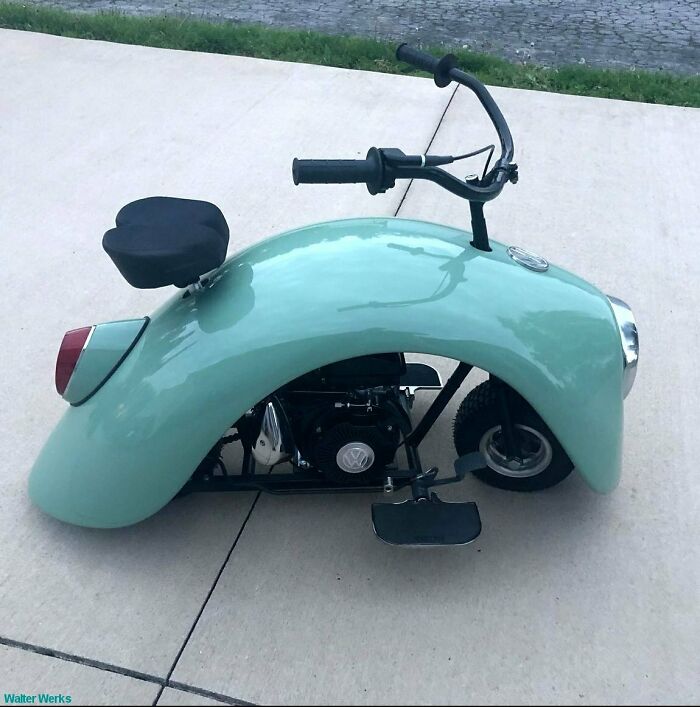 Scooter Built Into The Fender Of An Old Beetle