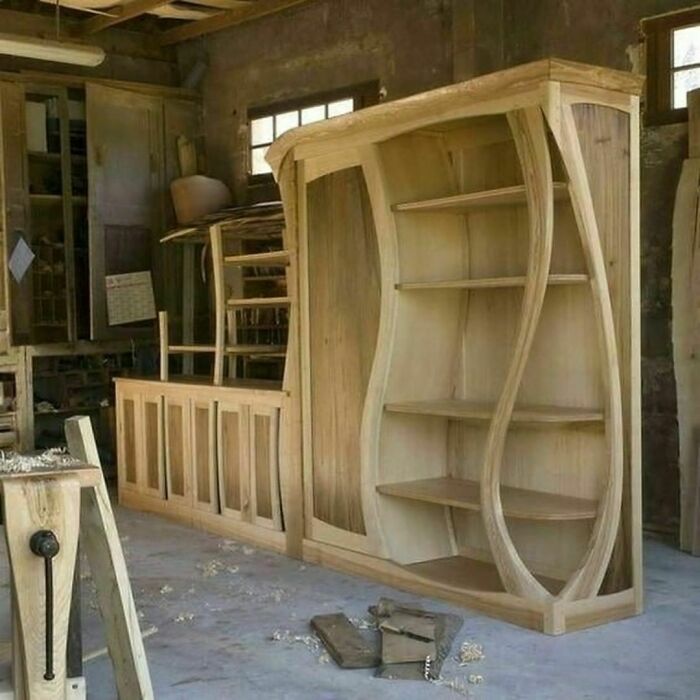 Curved Wood Cabinet
