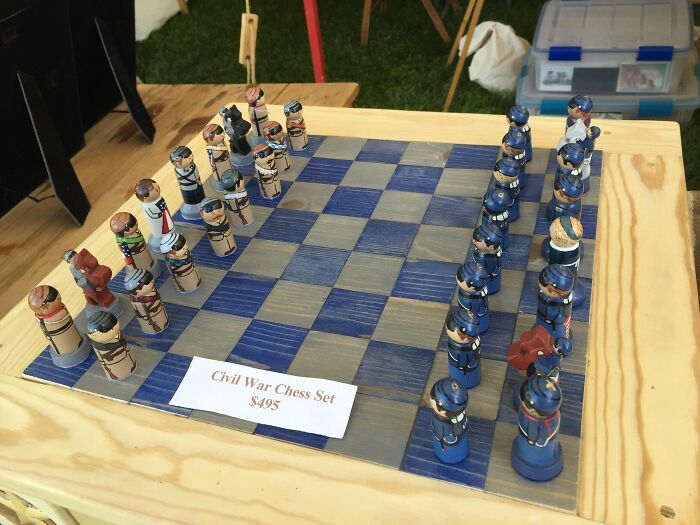 These Hand Crafted Civil War Chess Sets