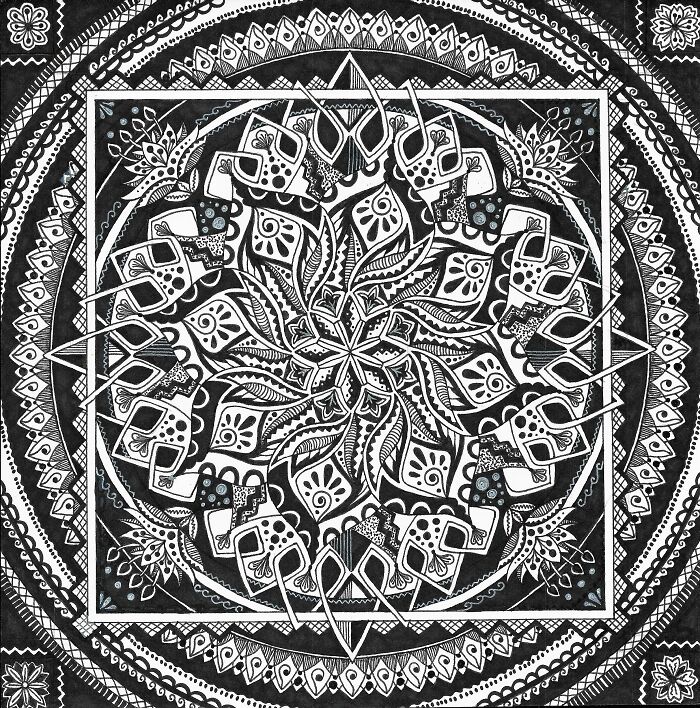Black And White Floral Mandala