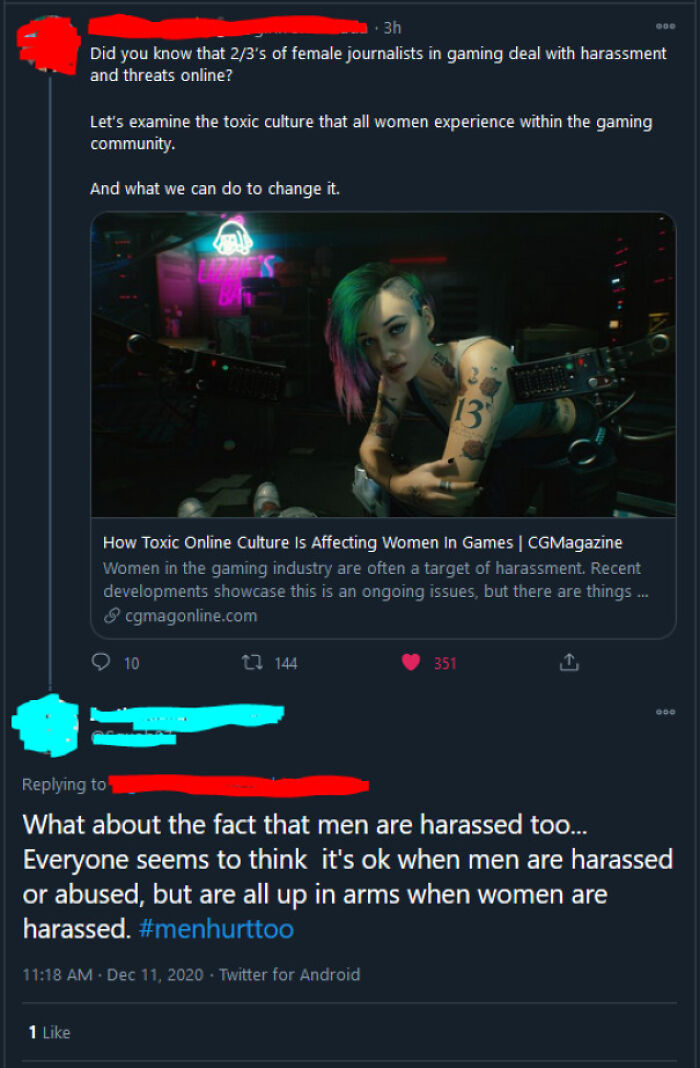 Game Journalist Wants To Discuss That 2/3rds Of Women Are Harassed? Screw That. What About Men!?!
