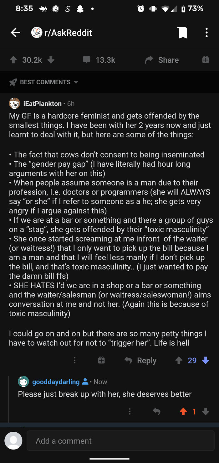 This Man Is So Oppressed By His "Hardcore Feminist" Girlfriend Being Upset By Legitimate Sexist Things