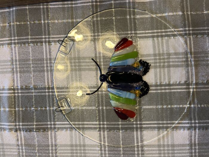 My First Fused Glass Project. A Rainbow Moth!