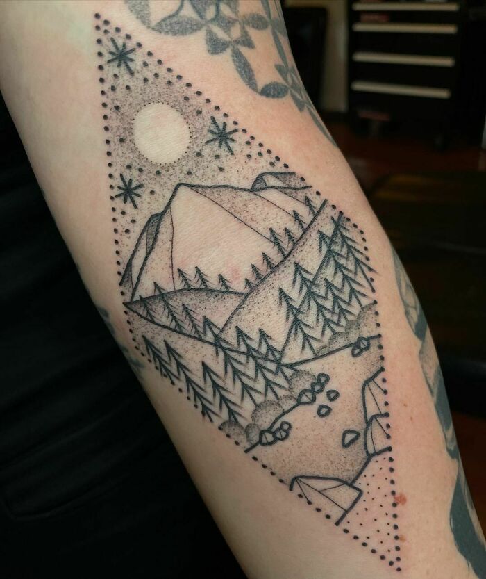 rhombus nature arm tattoo 
