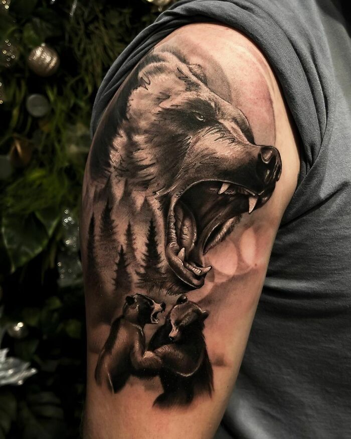 Bear arm tattoo 
