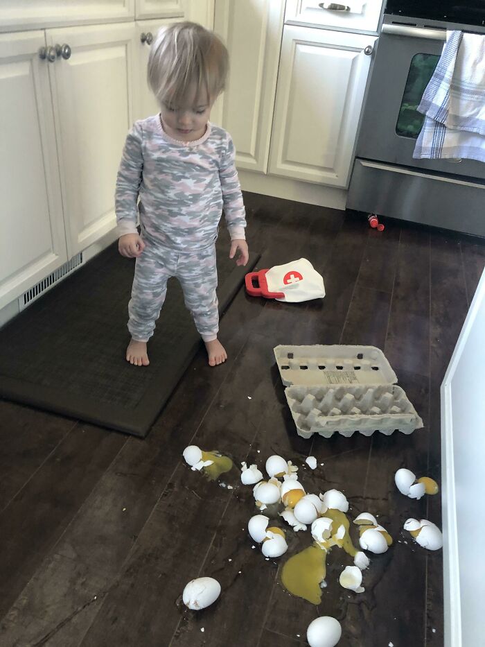 Apparently My Daughter Can Reach Things On The Counter. She Thinks I Like Scrambled Eggs