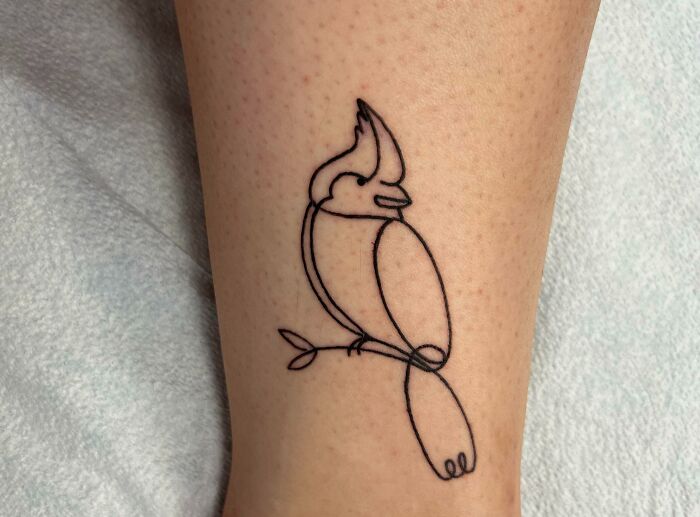 A Single-Line Cardinal Done By Wes At Westminster Tattoo Company In Westminster, Md