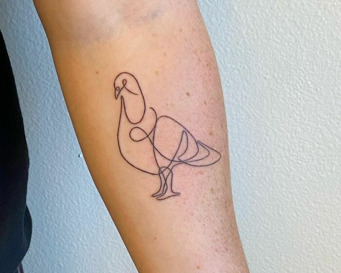 This Custom Single Line Pigeon Was Such A Fun Piece To Make! Excellent Choice For A First Tattoo