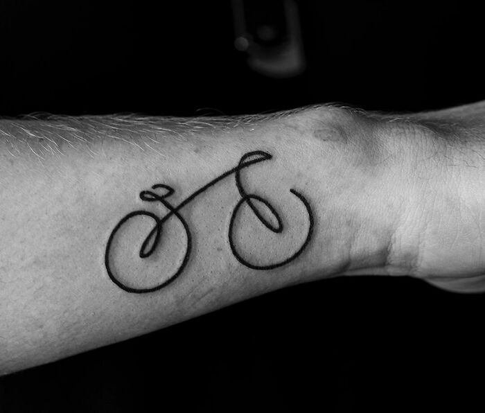 Single Line Biking Tattoo