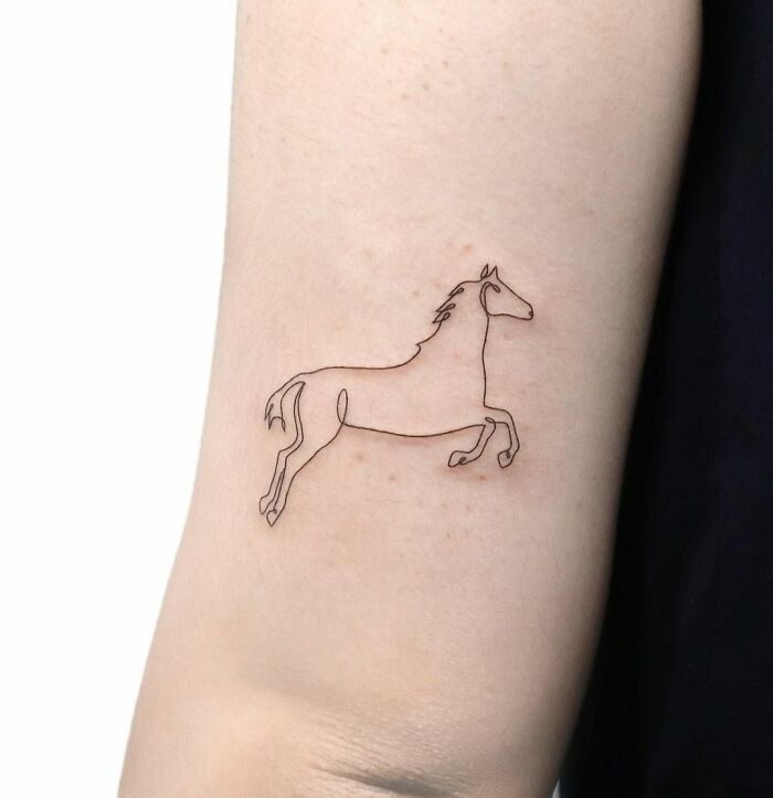 Single Line Horse Tattoo