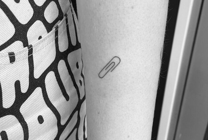 Single Line Paper Clip Tattoo