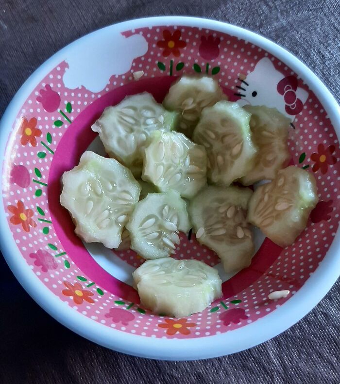 How My Kid Eats Cucumber Slices