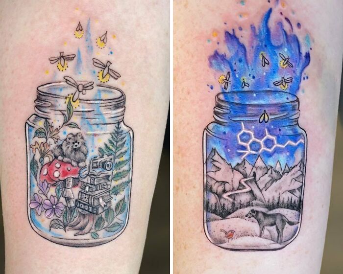 Nature jar hand tattoos 