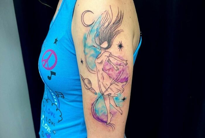 Flower Fairy Elegant Tattoo · Creative Fabrica