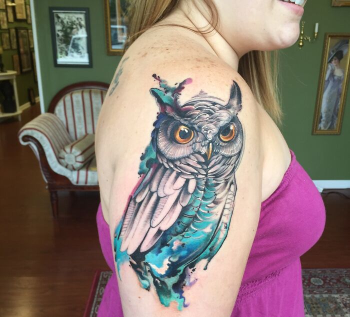Watercolor Owl By Ivan Androsov At Crown And Anchor In Point Pleasant, NJ