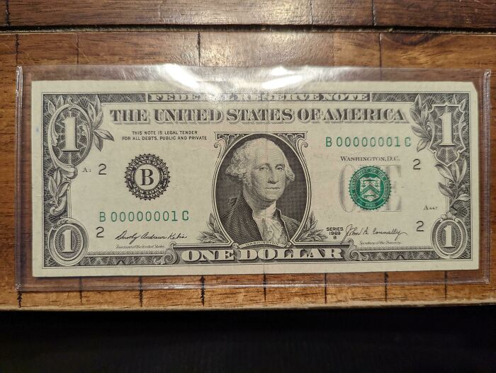 This 1969 Dollar Bill We Found In My Dad's Small Money Collection With A 00000001 Serial Number