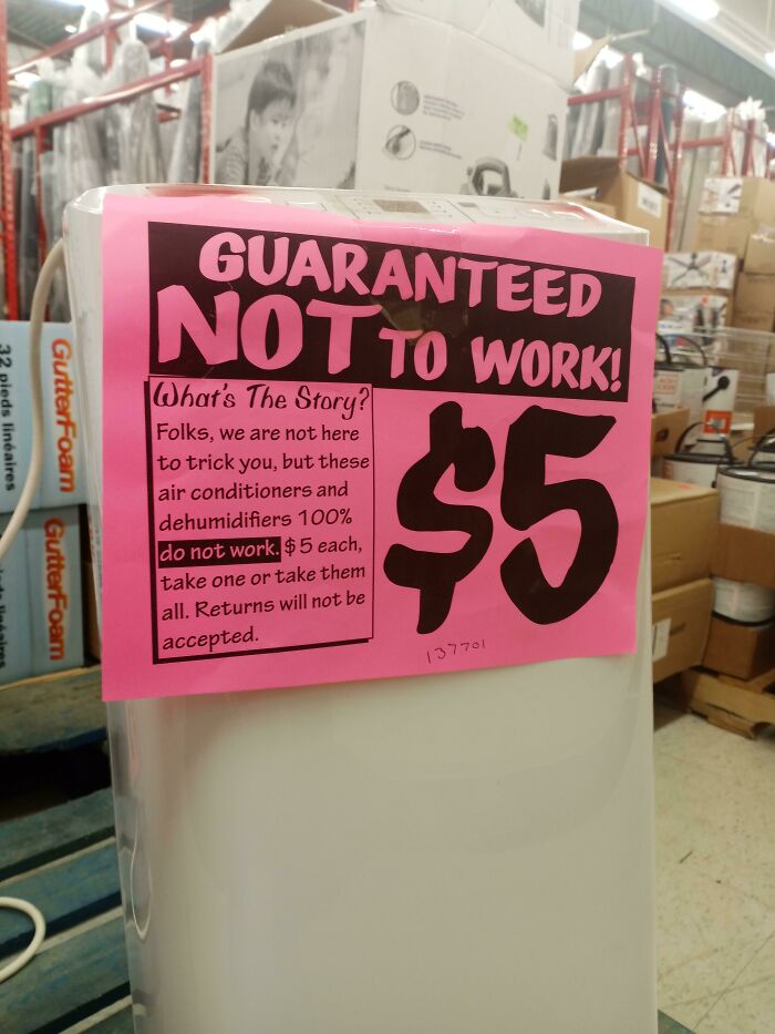 Local Surplus Shop Sells Air Conditioners That Explicitly Say That They Don't Work