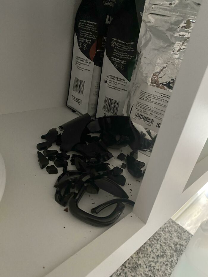 My Mug Shattered By Itself Inside Of The Cabinet