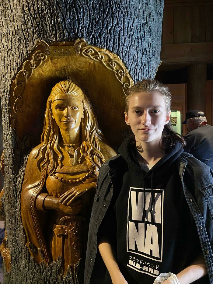 I Have An Uncanny Resemblance To The Freya Carving At Epcot’s Stave Church