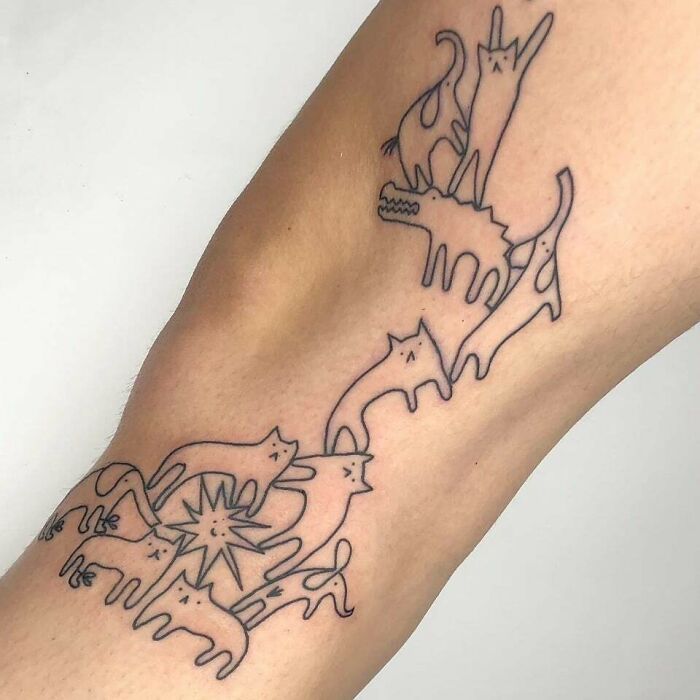 Small linear simple animal staples tattoo
