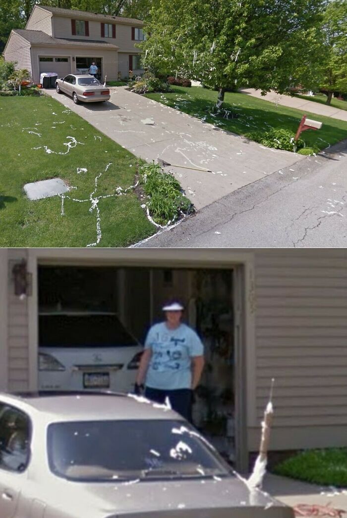 She Woke Up To The Google Car Capturing Her Tp'd House