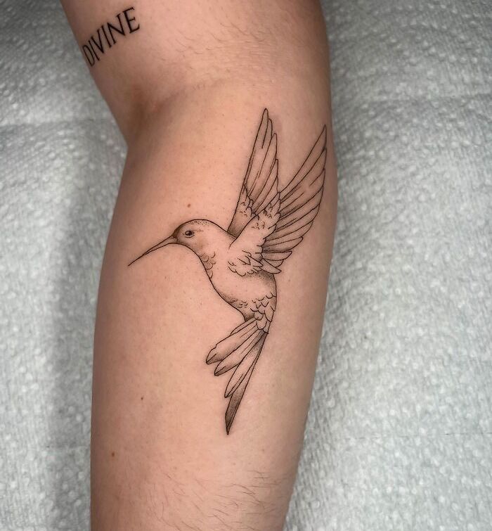 Hummingbird tattoo on arm